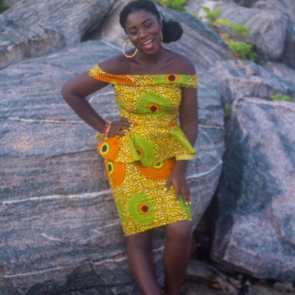 Top Only - African Ankara Woman Peplum Top - Picture 7 of 8
